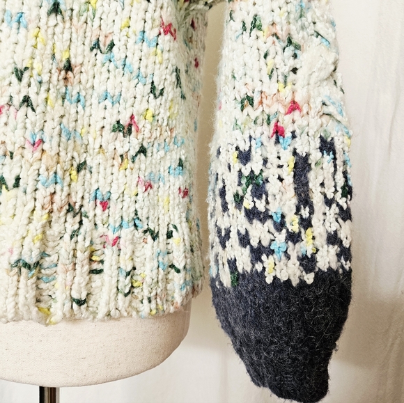 Anthropologie Gaia Sweater XXS COZY Blue Chunky Knit Confetti NWT Mock Neck - Picture 7 of 11